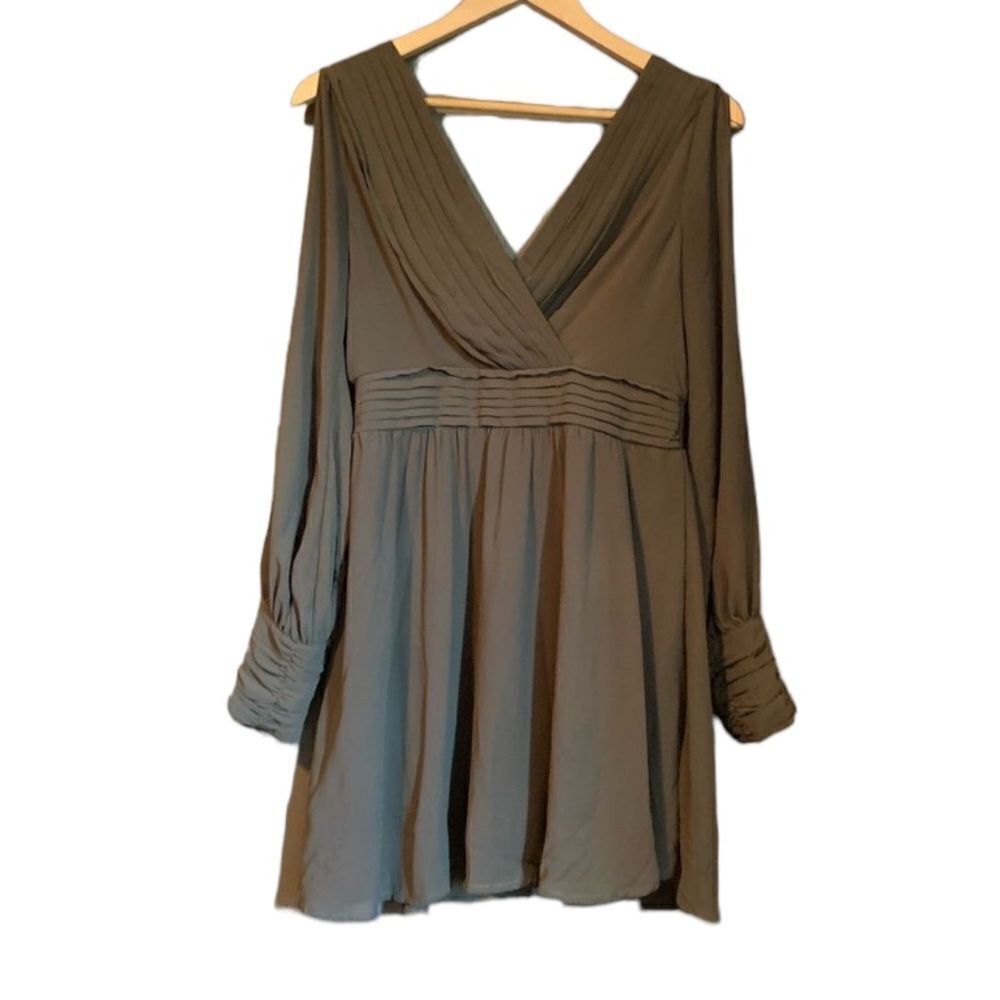 3 for $30! Very J brown deep v long sleeve dress